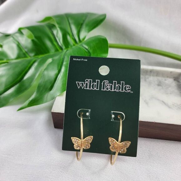 wild fable Jewelry - Wild Fable Butterfly  Open Hoop Earrings